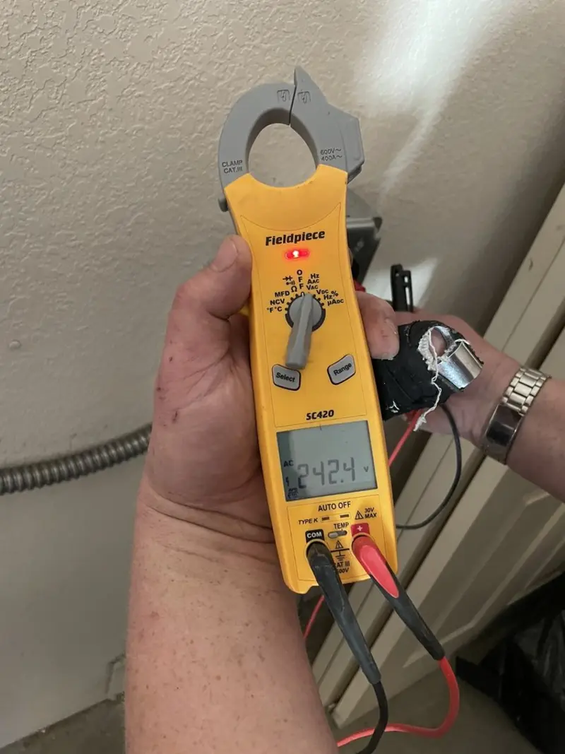 Voltage testing with clamp meter during Generator Installation in Marin City